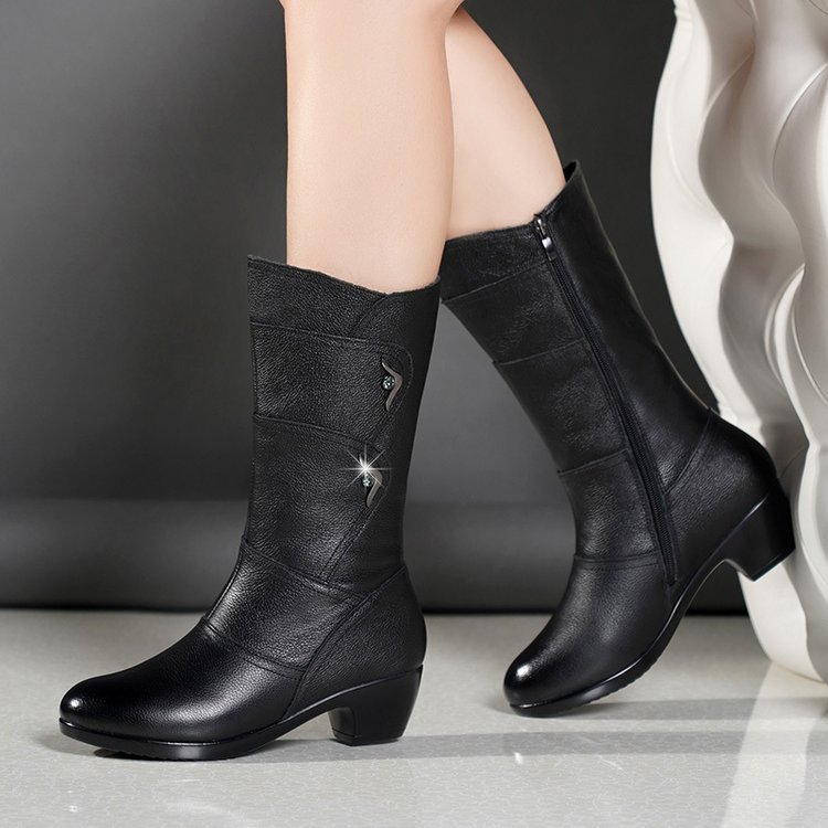 Catheriel - Women's Mid-Calf Platform Chunky Heel Ankle Boots