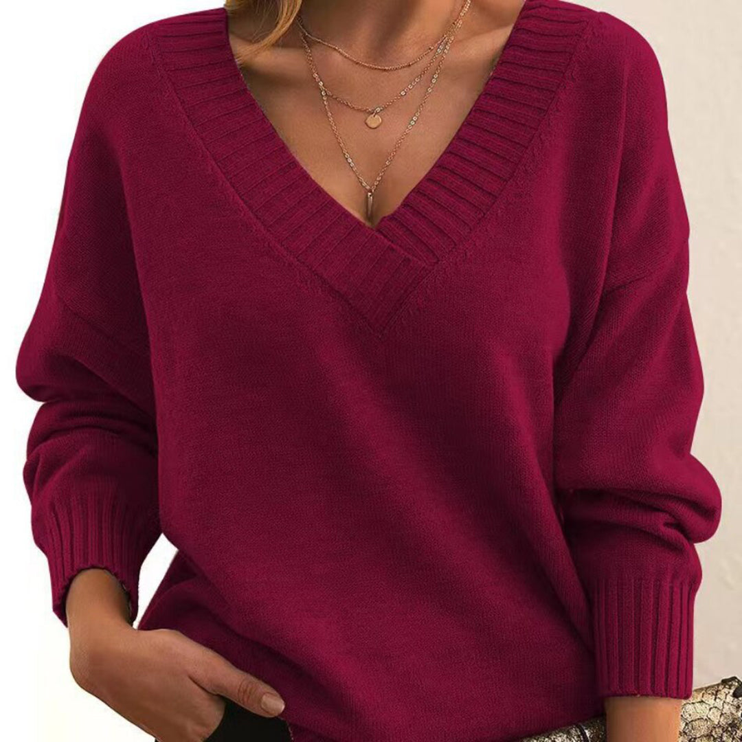 Elle | Elegant V-Neck Sweater